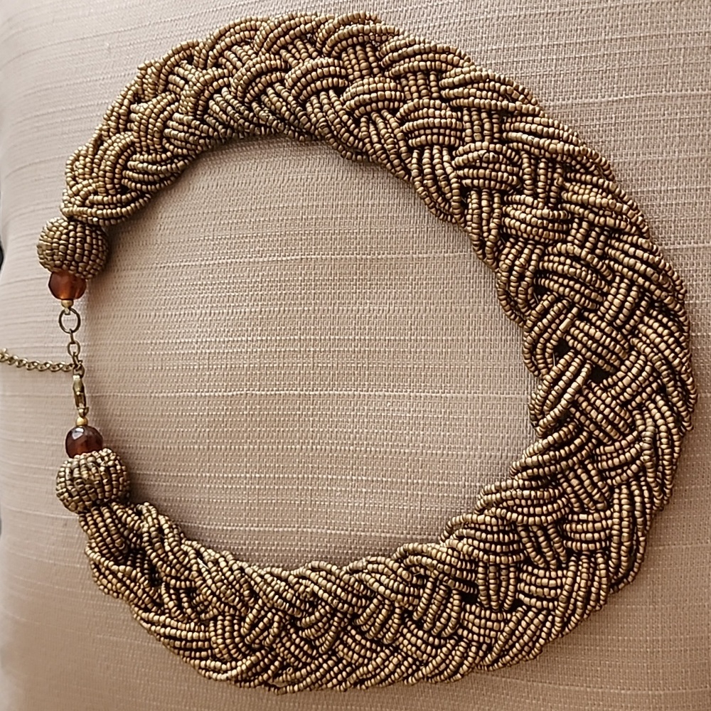Braided Beaded Statement Necklace, Pre-loved in Great Condition